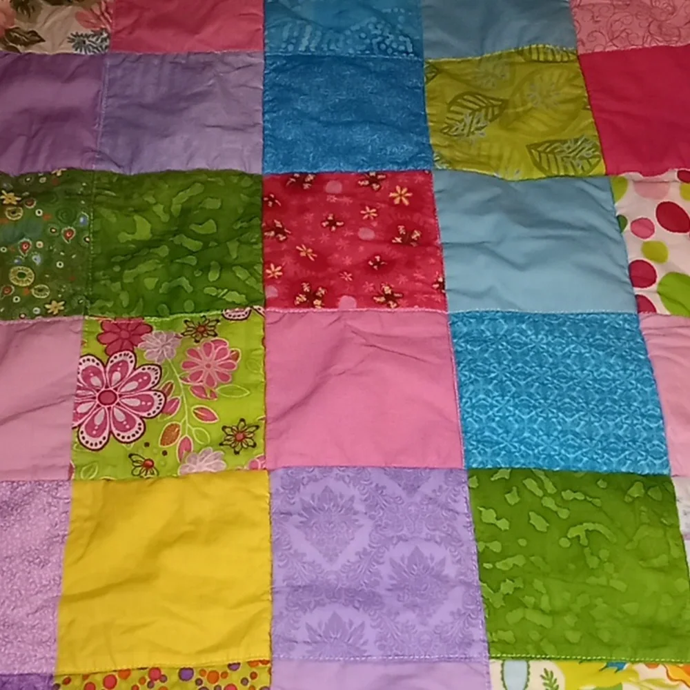 Granny Handmade Patchwork Fleece Nursery Baby Blanket 35